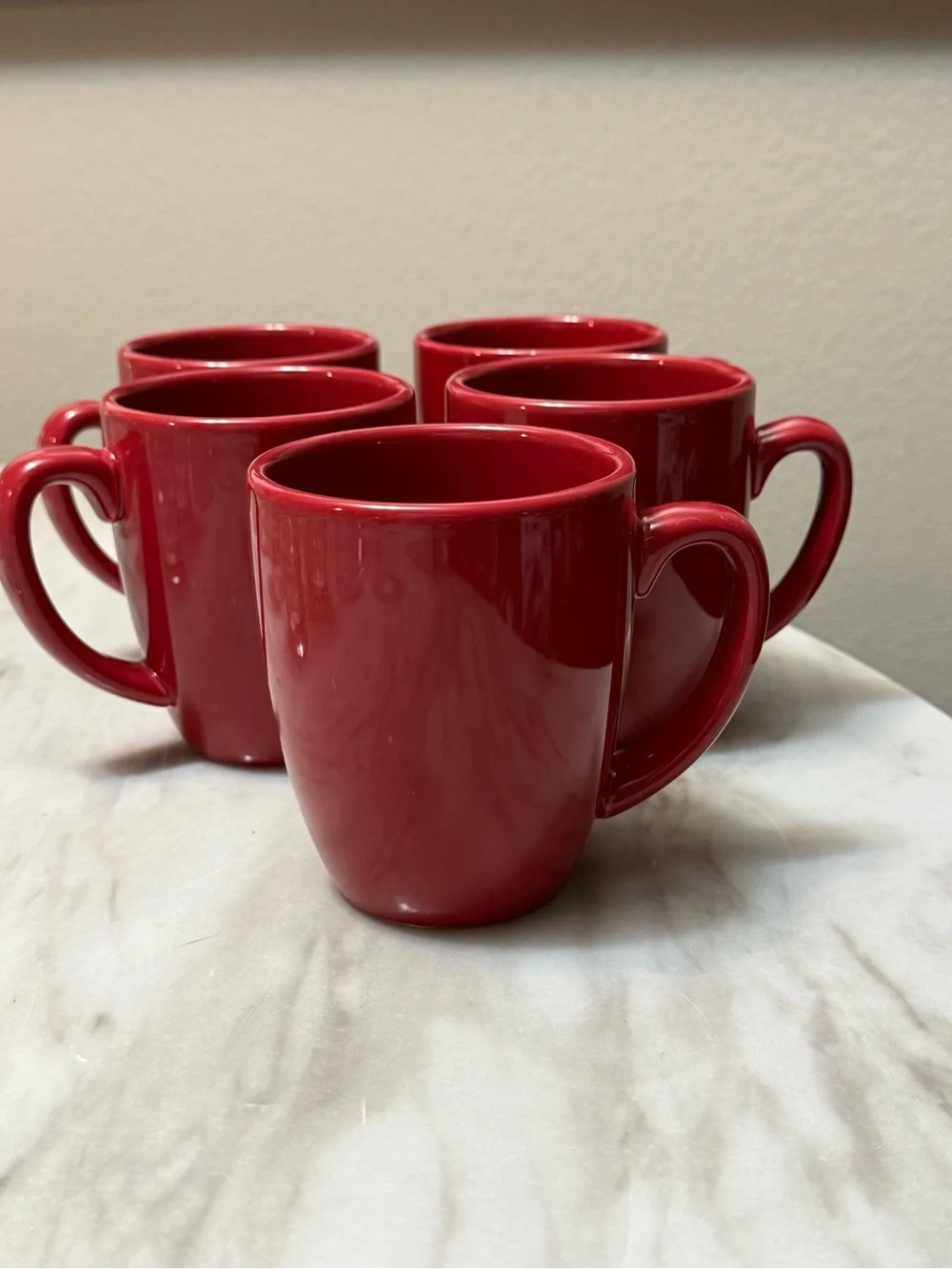 CORELLE red coffee mugs stoneware set of 5